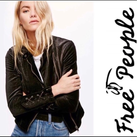 Free People Jackets & Blazers - Velvet Free People Lace Up Moto Boho Rocket